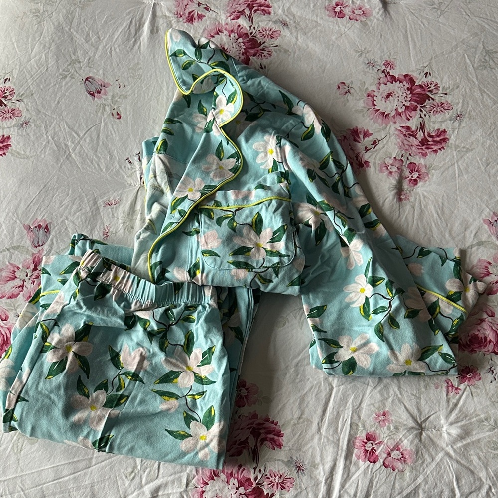 BedHead Floral Light Blue & White Cotton Pajama Set